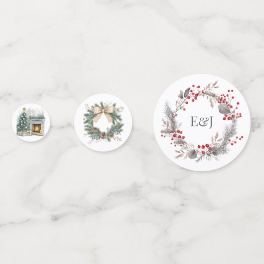 Rustic Kerstmis Monogram Confetti (Achterkanten)