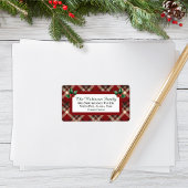 Rustic Kerstmis Rood Groen Tartan Plaid Adres Etiket
