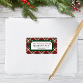 Rustic Kerstmis Rood Groen Tartan Plaid Adres Etiket
