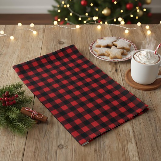 Rustic Kerstmis Rood & Zwart Buffalo Plaid Theedoek