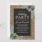 Rustic Kerstmis Winter Thema Verjaardagsfeestje Kaart (Voorkant)