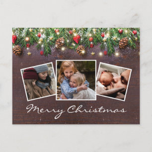 Rustic Kerstmis Winter Vakantie 4 Foto Aankondigingskaart
