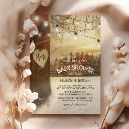 Rustic Kerstmis Winterboom Achtertuin Baby Shower Kaart
