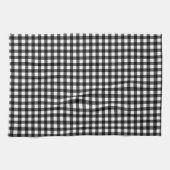 Rustic Kerstmis Zwart & Wit Buffalo Plaid Theedoek (Horizontaal)