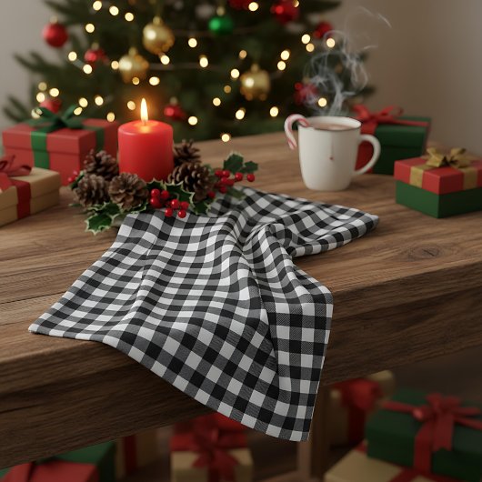 Rustic Kerstmis Zwart & Wit Buffalo Plaid Theedoek