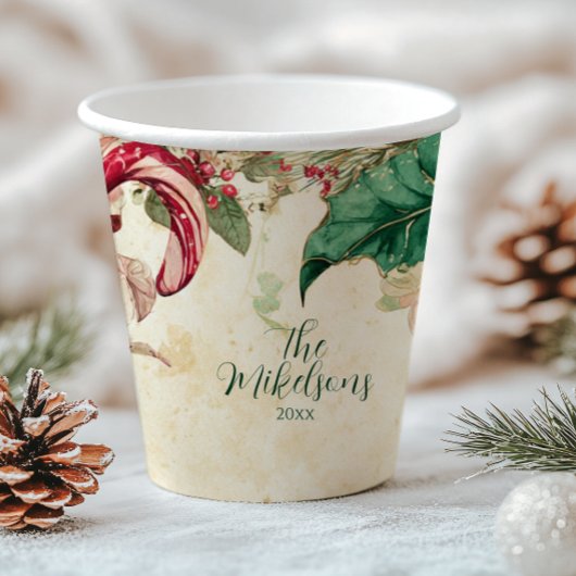 Rustic Kerststol Kerstfeest Papieren Bekers