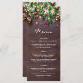 Rustic Kerstvakantie Dinerfeest Menu (Voorkant / Achterkant)