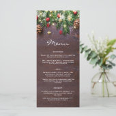 Rustic Kerstvakantie Dinerfeest Menu (Staand voorkant)
