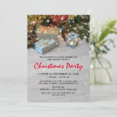 Rustic Kerstvakantie Feest Kaart (Staand voorkant)