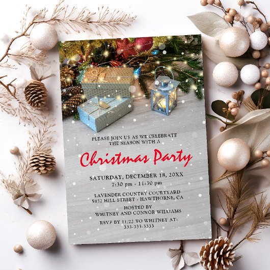 Rustic Kerstvakantie Feest Kaart
