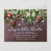 Rustic Kerstvakantie Feest Save the Date Aankondigingskaart (Voorkant)