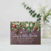 Rustic Kerstvakantie Feest Save the Date Aankondigingskaart (Staand voorkant)