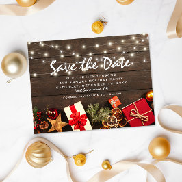 Rustic Kerstvakantie Feest 'Save the Date' Aankondigingskaart