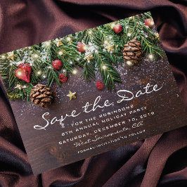 Rustic Kerstvakantie Feest Save the Date Aankondigingskaart