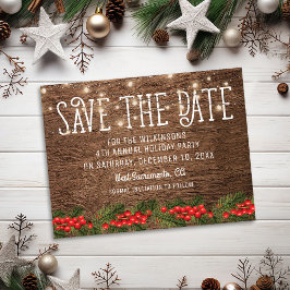 Rustic Kerstvakantie Kerstfeest Save the Date Aankondigingskaart