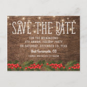 Rustic Kerstvakantie Kerstfeest Save the Date Aankondigingskaart (Voorkant)