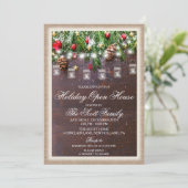 Rustic Kerstvakantie Open Huis Uitnodiging (Staand voorkant)