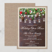 Rustic Kerstvakantie Open Huis Uitnodiging (Voorkant / Achterkant)