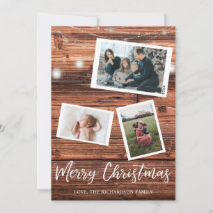 Rustic Kerstverlichting Multi Foto Kaart