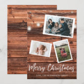 Rustic Kerstverlichting Multi Foto Kaart (Voorkant / Achterkant)