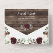 Rustic Kerstwinter Hout Foto bruiloft All In One Uitnodiging (Achterkant)