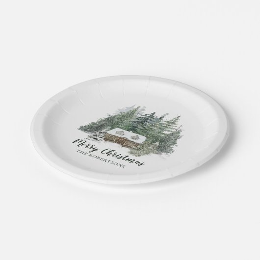 Rustic KerstWoodland Cabin Papieren Bordje (Gekanteld)