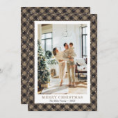 Rustic Khaki Pset Snow Photo Merry Kerstry Feestdagenkaart (Voorkant / Achterkant)