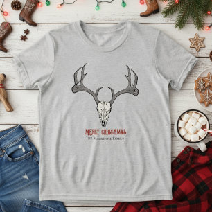 Rustic Kind Deer Head Reindeer Skull Antlers Tri-Blend Shirt