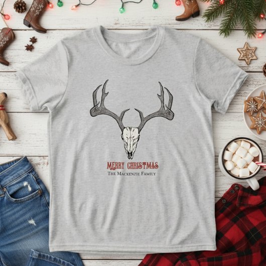 Rustic Kind Deer Head Reindeer Skull Antlers Tri-Blend Shirt