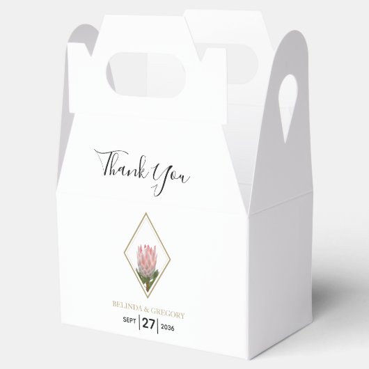 Rustic King Protea Wedding Bedankdoosjes (Geopend)
