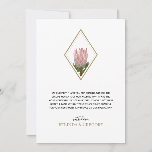Rustic King Protea Wedding Bedankkaart (Voorkant)