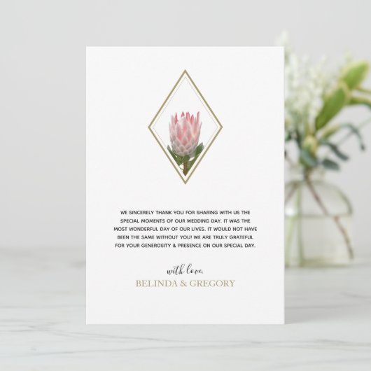 Rustic King Protea Wedding Bedankkaart (Staand voorkant)