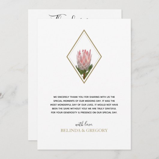 Rustic King Protea Wedding Bedankkaart (Voorkant / Achterkant)