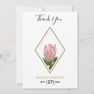 Rustic King Protea Wedding Bedankkaart