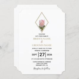 Rustic King Protea Wedding Invitations Kaart