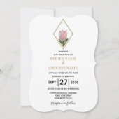 Rustic King Protea Wedding Invitations Kaart (Voorkant)