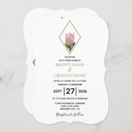 Rustic King Protea Wedding Invitations Kaart
