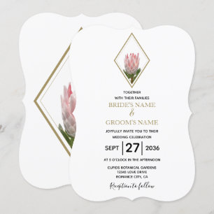 Rustic King Protea Wedding Invitations Kaart