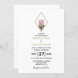 Rustic King Protea Wedding Invitations Kaart
