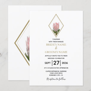 Rustic King Protea Wedding Invitations Kaart