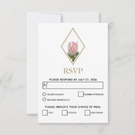 Rustic King Protea Wedding RSVP Kaarten