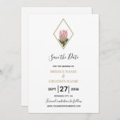 Rustic King Protea Wedding Save the Date (Voorkant / Achterkant)