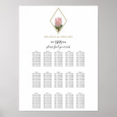Rustic King Protea Wedding Seating Chart Poster (Voorkant)