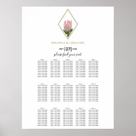 Rustic King Protea Wedding Seating Chart Poster