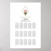 Rustic King Protea Wedding Seating Chart Poster (Voorkant)
