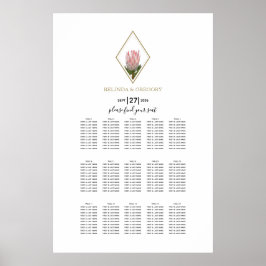 Rustic King Protea Wedding Seating Chart Poster
