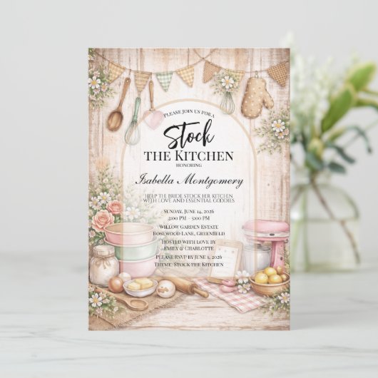 Rustic Kitchen Themed Bridal Shower Kaart (Staand voorkant)