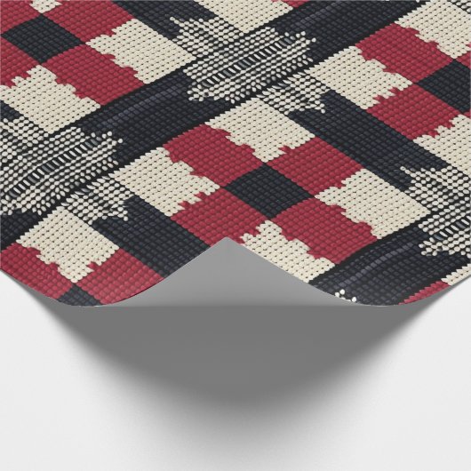 Rustic Knit Snowflake Plaid - Gezellige Winter Boh Cadeaupapier (Hoek)