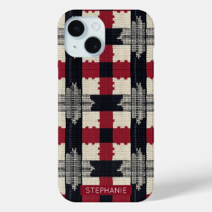 Rustic Knit Snowflake Plaid - Gezellige Winter Boh iPhone 15 Case