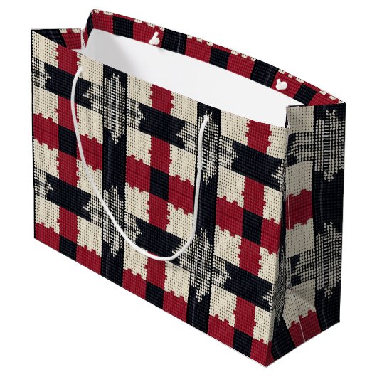 Rustic Knit Snowflake Plaid - Gezellige Winter Boh Groot Cadeauzakje (Achterkant Gekanteld)